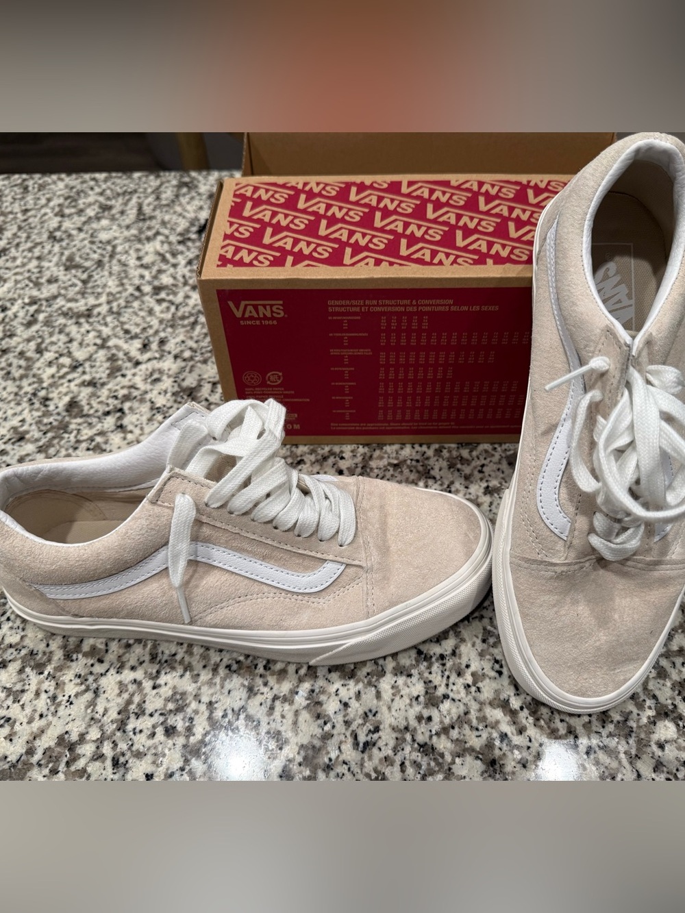 Vans Old Skool Suede Sneakers in Beige with White Stripe